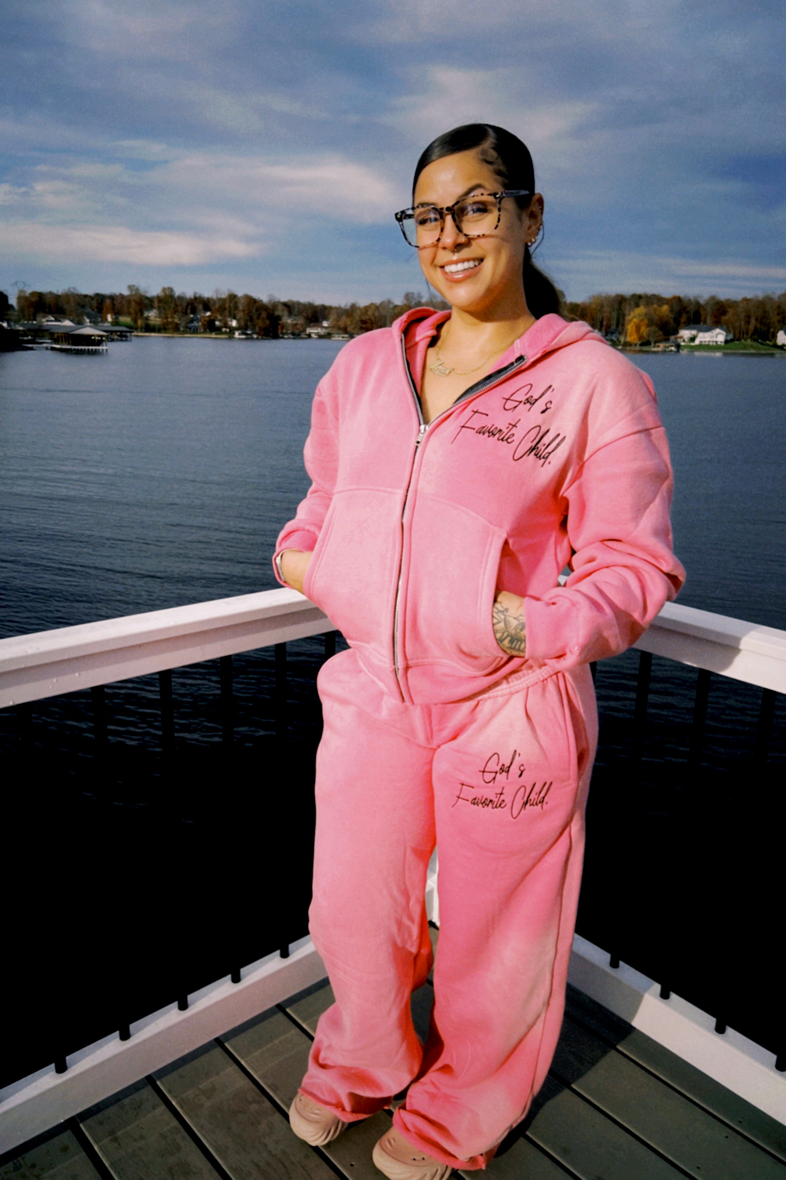 God’s Favorite Child Zip Hoodie & Sweatpants Set – Pink