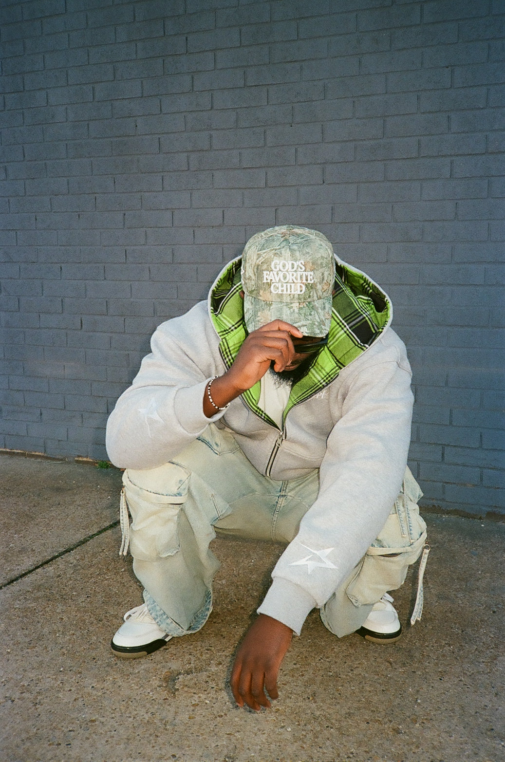 Flannel Reversible Hoodie - Green/Gray