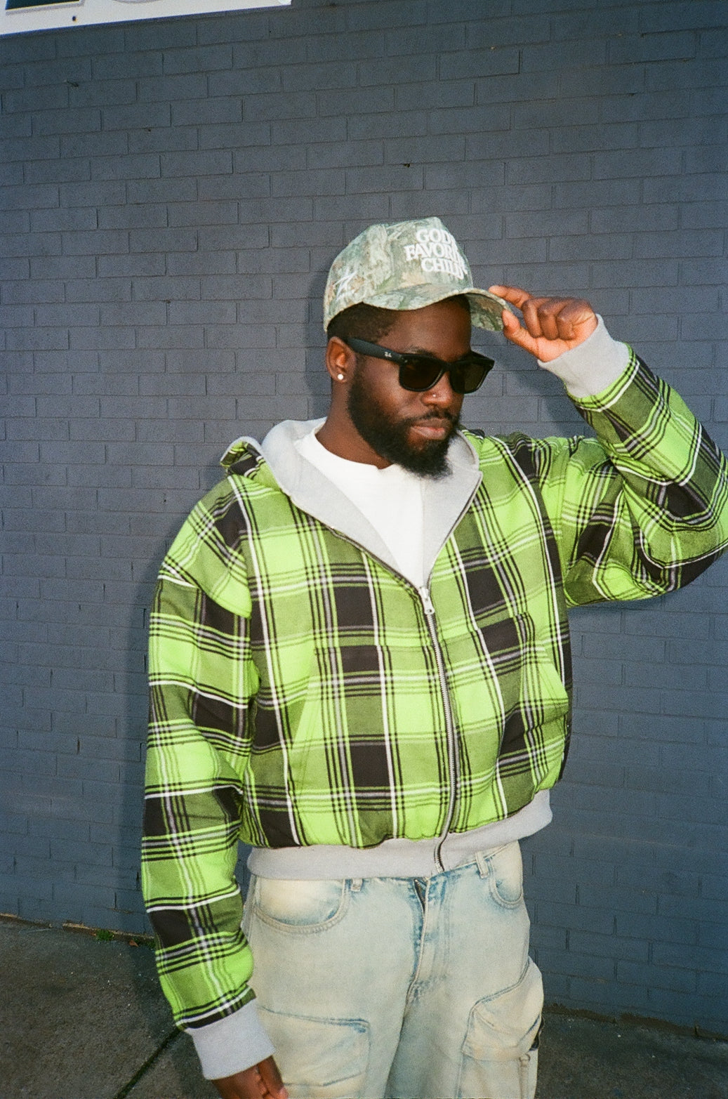 Flannel Reversible Hoodie - Green/Gray