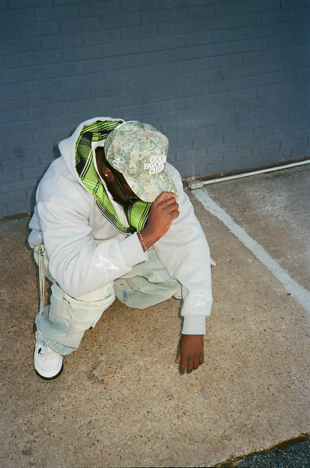 Flannel Reversible Hoodie - Green/Gray