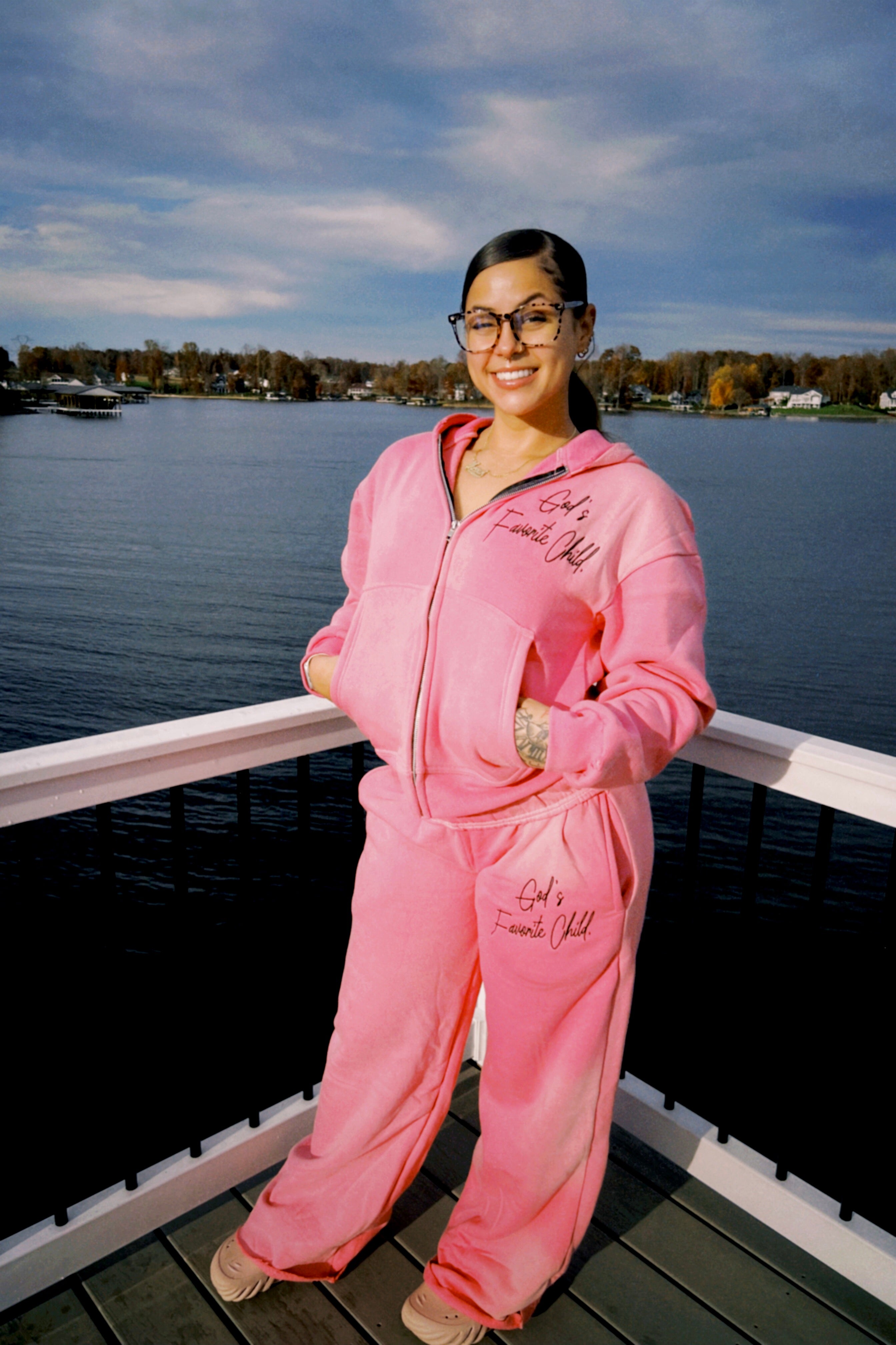God’s Favorite Child Zip Hoodie & Sweatpants Set – Pink