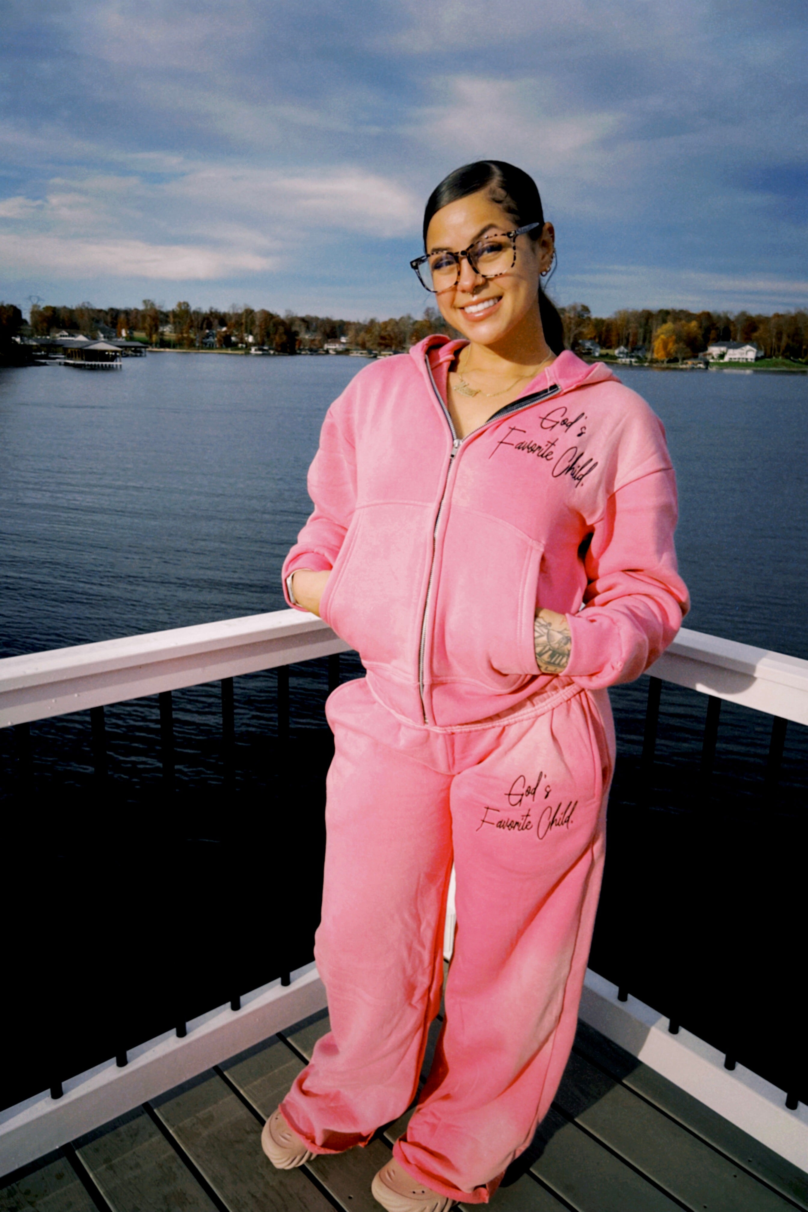 God’s Favorite Child Zip Hoodie & Sweatpants Set – Pink